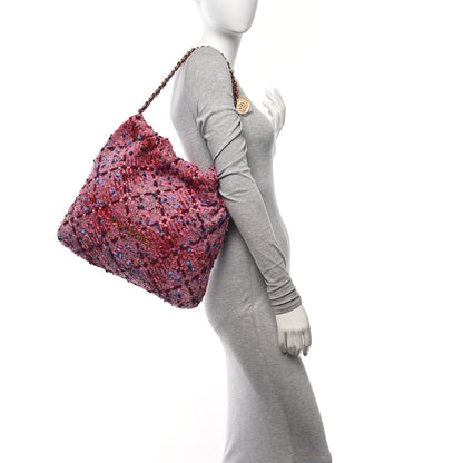 Chanel Tweed Quilted Chanel 22 Pink Blue Navy Burgundy Purple 2 of 12