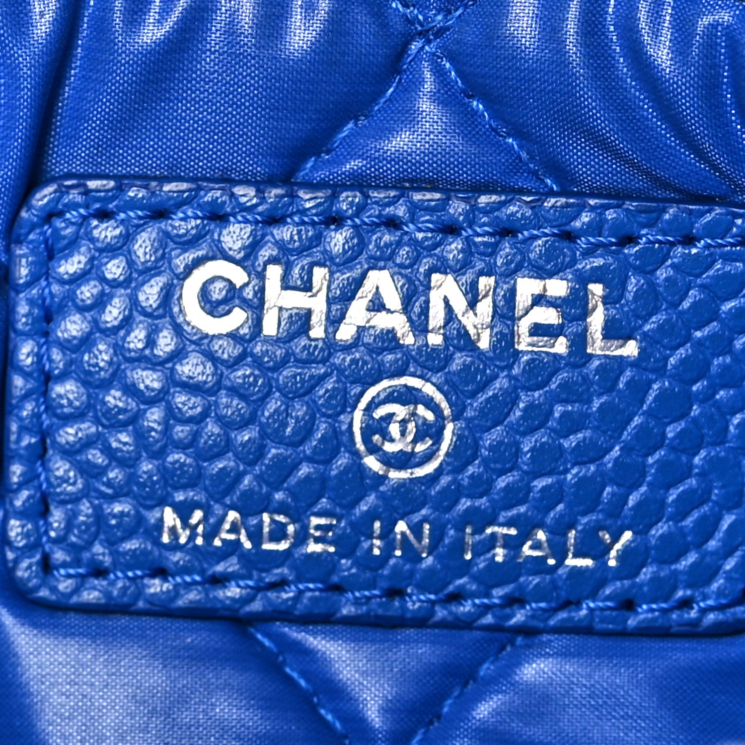 Chanel Caviar Quilted Small Cosmetic Case Blue 6 of 8