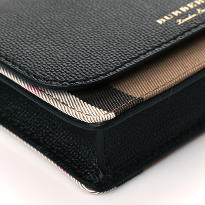 Burberry Grained Calfskin House Check Tartan Mix Hampshire Wallet On Chain Black 8 of 9