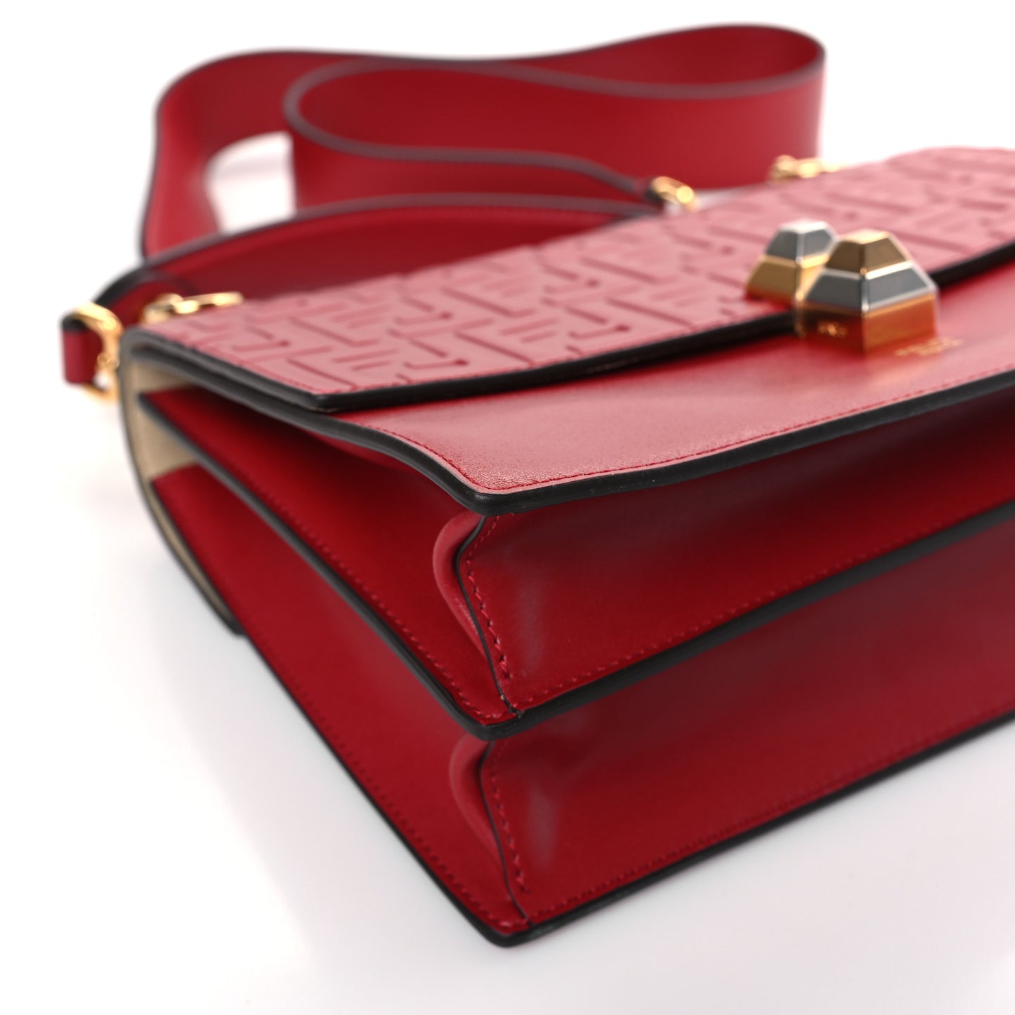 Vitello Liberty FF 1974 Embossed Kan I Shoulder Bag Fragola
