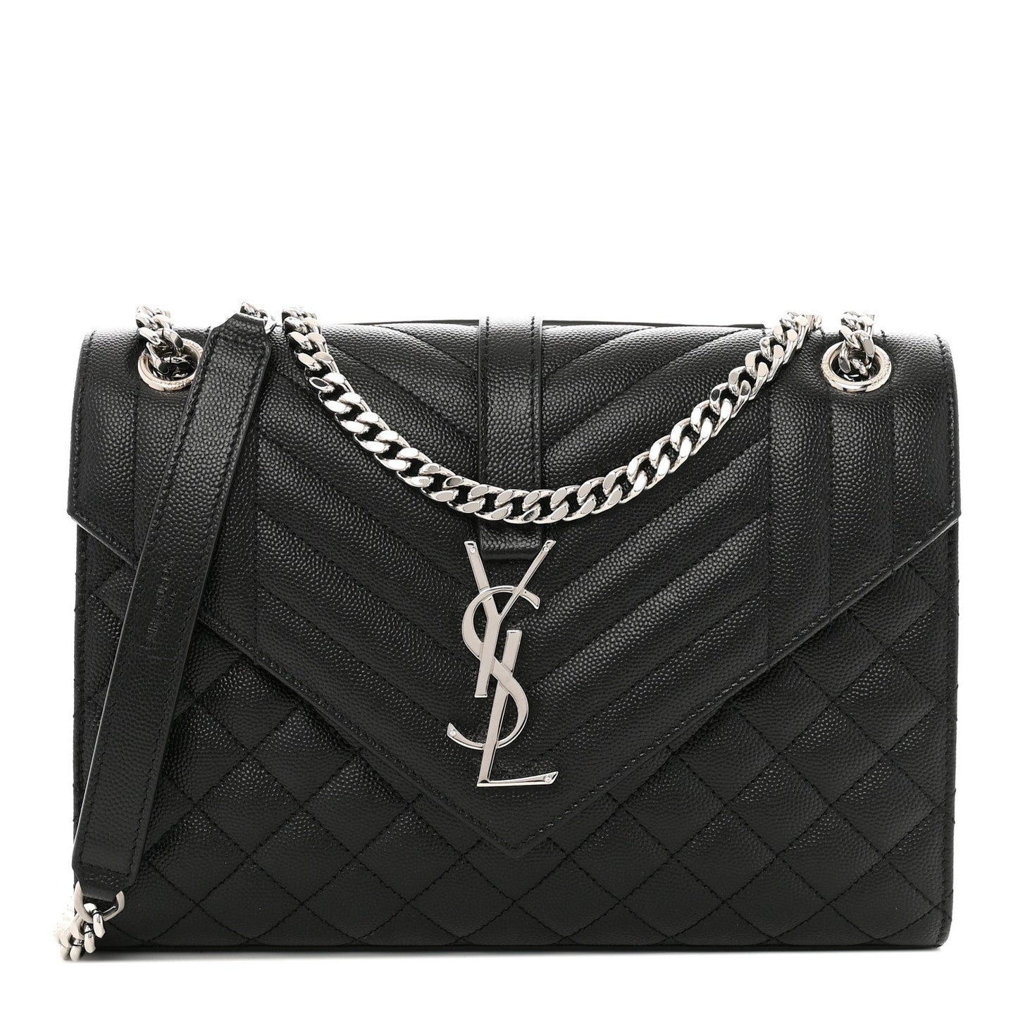 Grain De Poudre Textured Mixed Matelasse Triquilt Medium Monogram Satchel Black