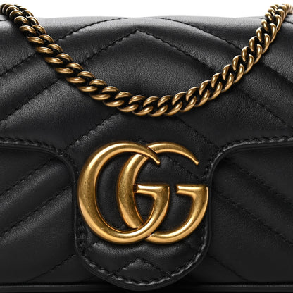 Gucci Calfskin Matelasse Super Mini GG Marmont Shoulder Bag Black 6 of 6