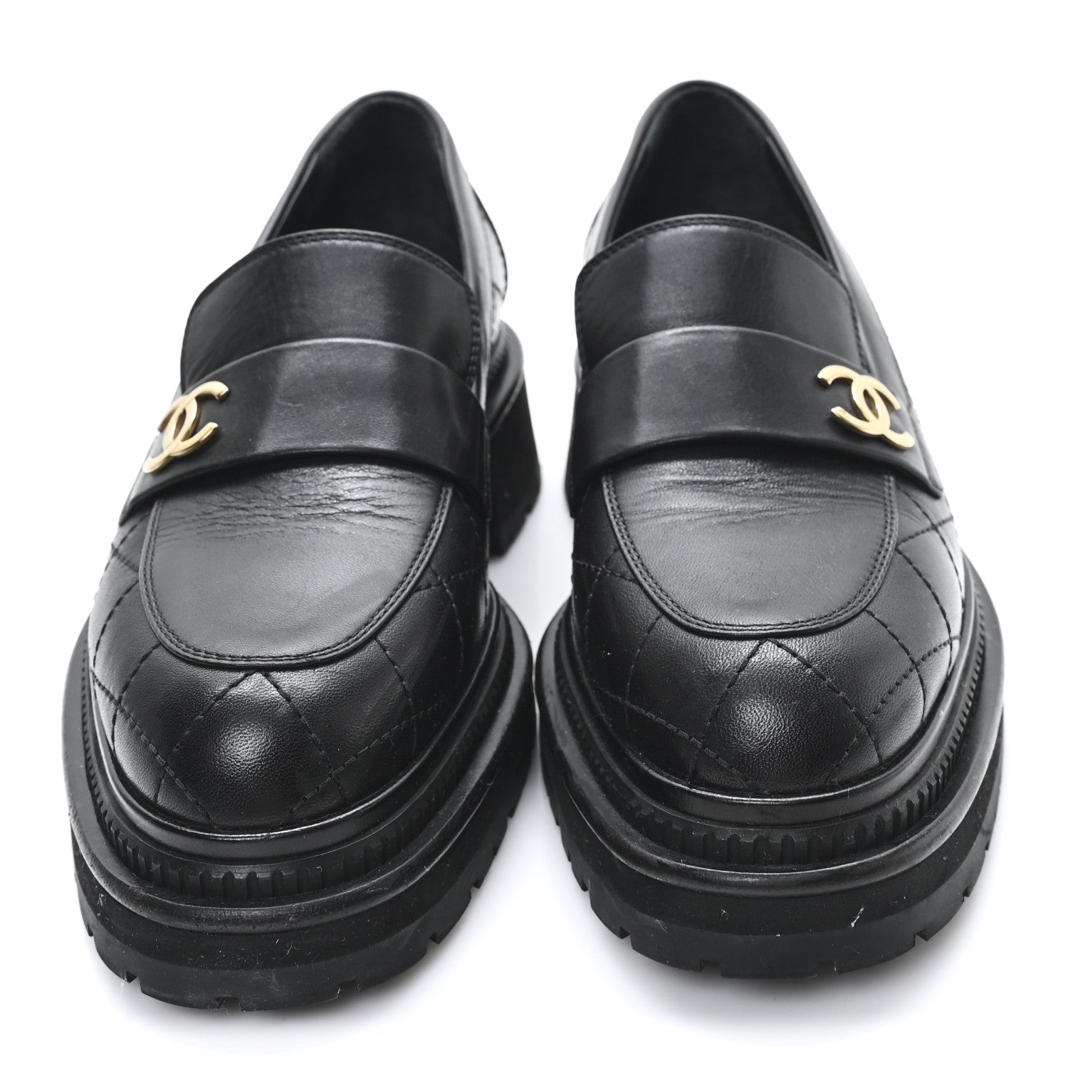 Chanel Calfskin Quilted CC Mocassin Loafers 38 Black 3 of 10