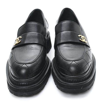 Chanel Calfskin Quilted CC Mocassin Loafers 38 Black 3 of 10
