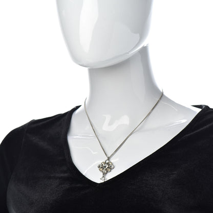 Chanel Crystal CC Drop Pendant Necklace Silver 2 of 5