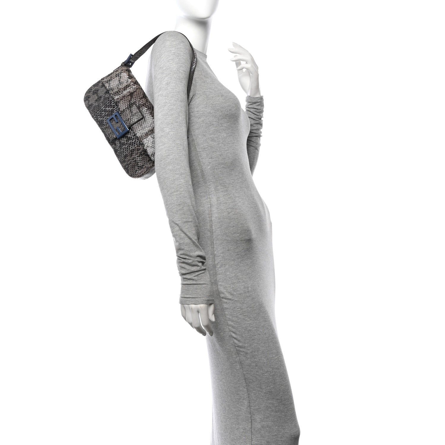 Fendi Snakeskin Baguette Grey 2 of 14