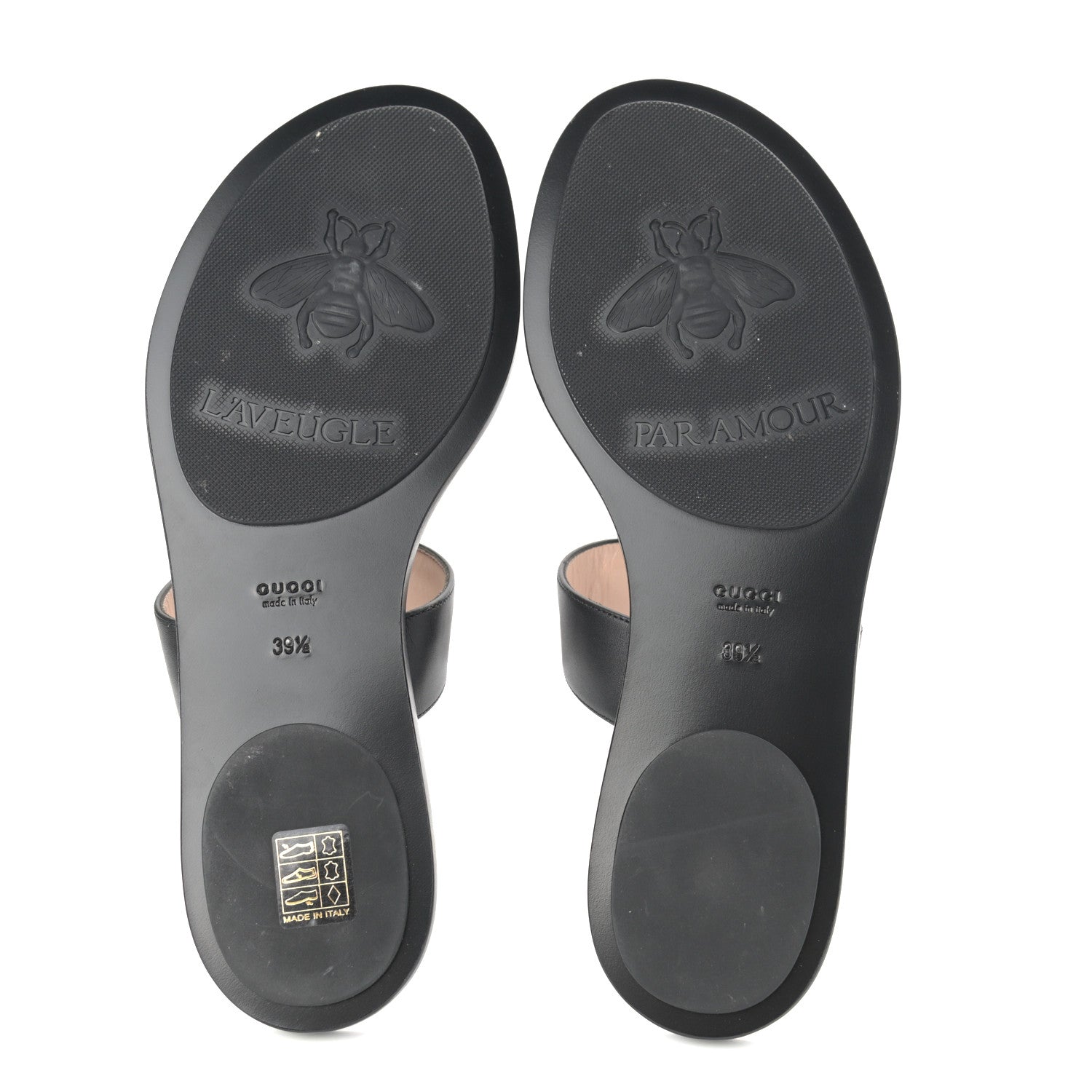 Gucci Calfskin GG Marmont Thong Sandals 39.5 Black 5 of 9
