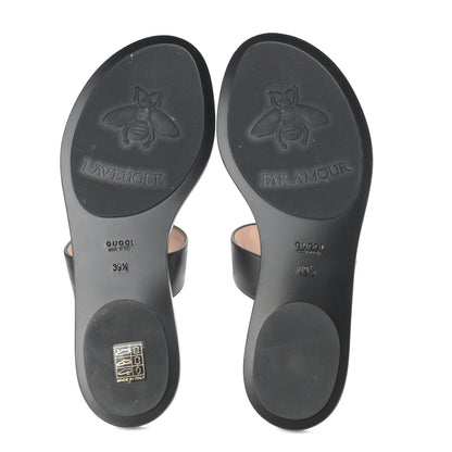 Gucci Calfskin GG Marmont Thong Sandals 39.5 Black 5 of 9