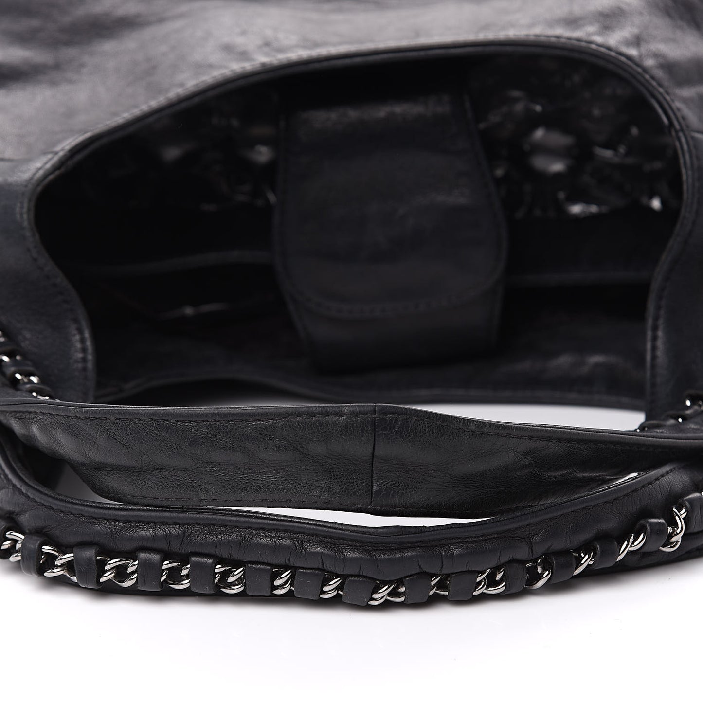 Lambskin Chain Hobo Black