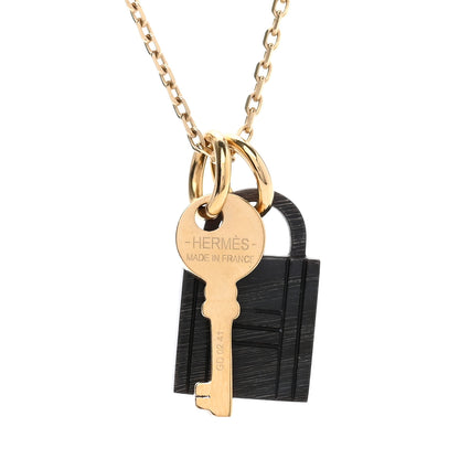 Hermes Permabrass Buffalo Horn Amulette Padlock PM Pendant Necklace 5 of 8