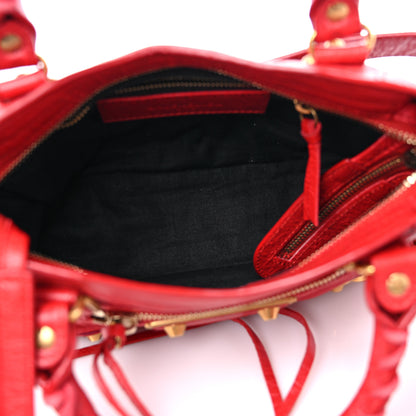Balenciaga Agneau Gold Metallic Edge Hardware Mini City Rouge Rubis 5 of 9