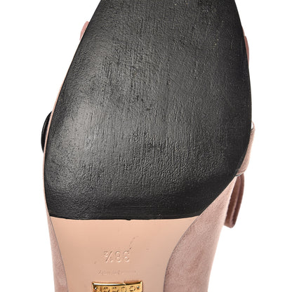 Gucci Kid Scamosciato GG Marmont Fringe 50mm Loafer Pumps 38.5 Crystal Pink 12 of 12