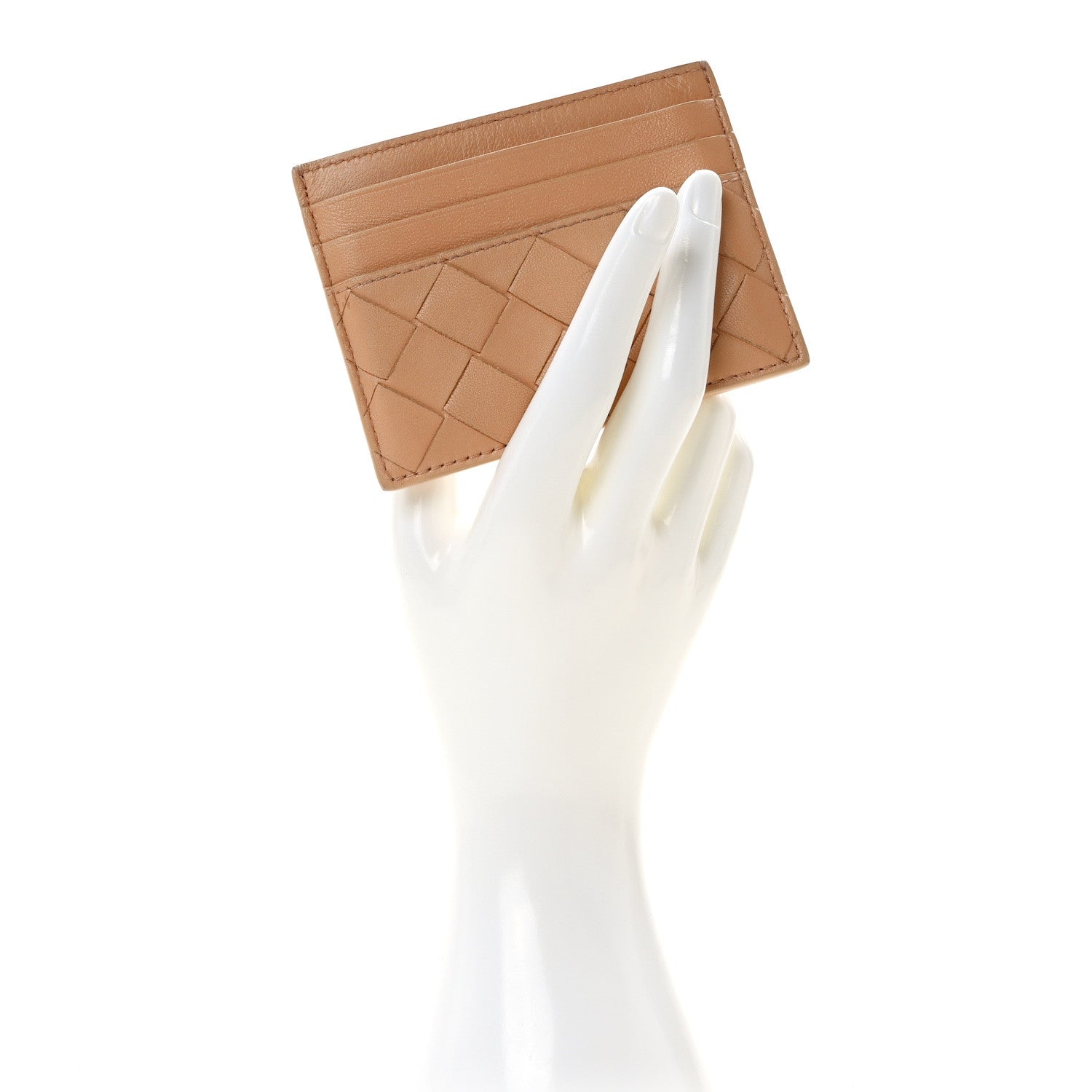 Bottega Veneta Nappa Intrecciato Card Case Camel 2 of 7