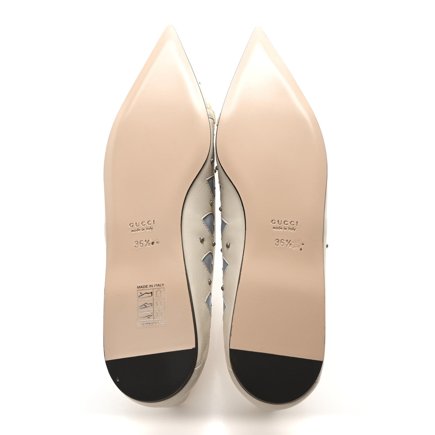 Nappa Lovelight Deva Horsebit Chain Embellished Flats 36.5 Mystic White Paradise Cloude