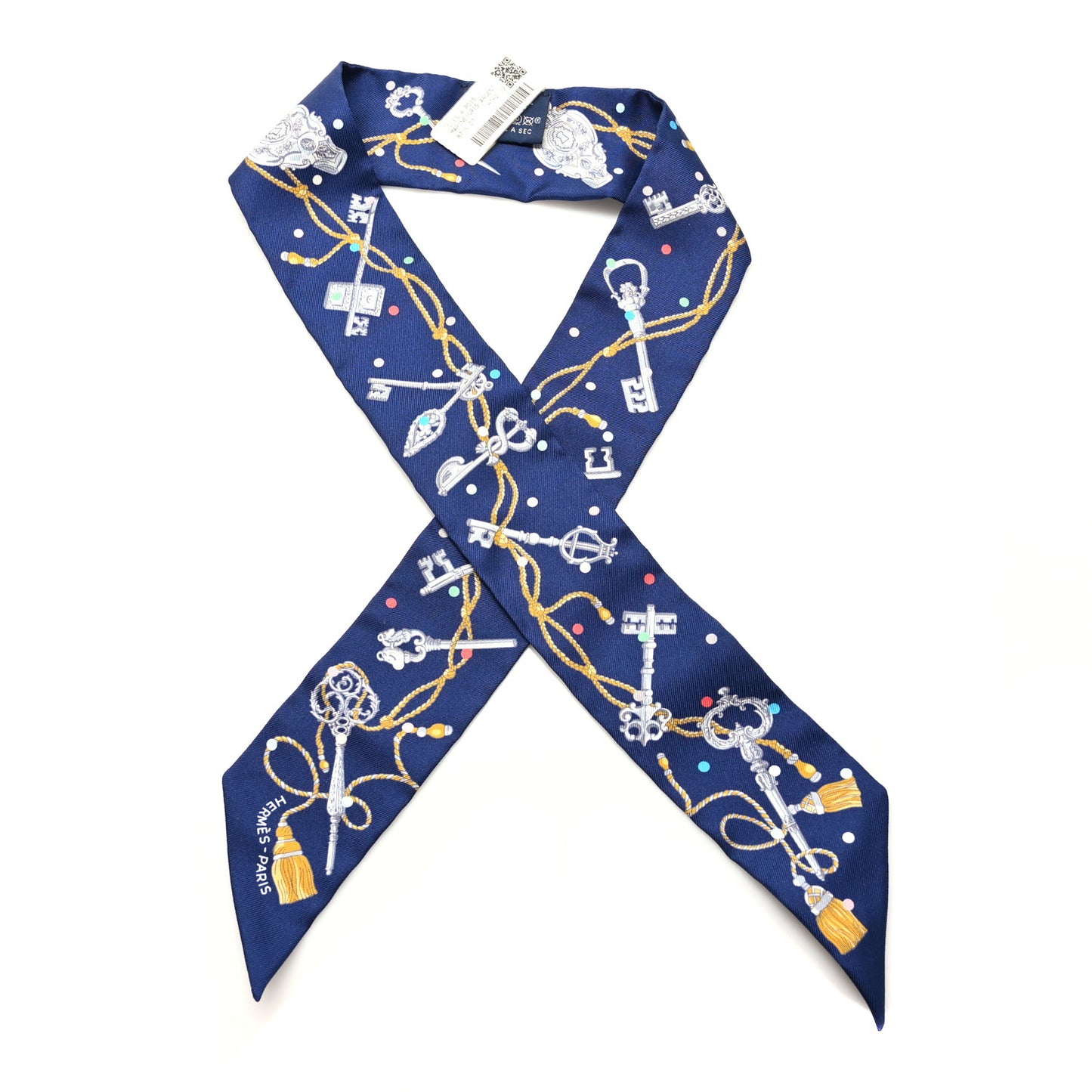 Silk Les Cles A Pois Twilly Marine Gris Argent