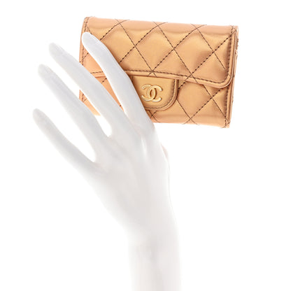 Chanel Metallic Lambskin Quilted Flap Card Holder Wallet Golden 2 of 11