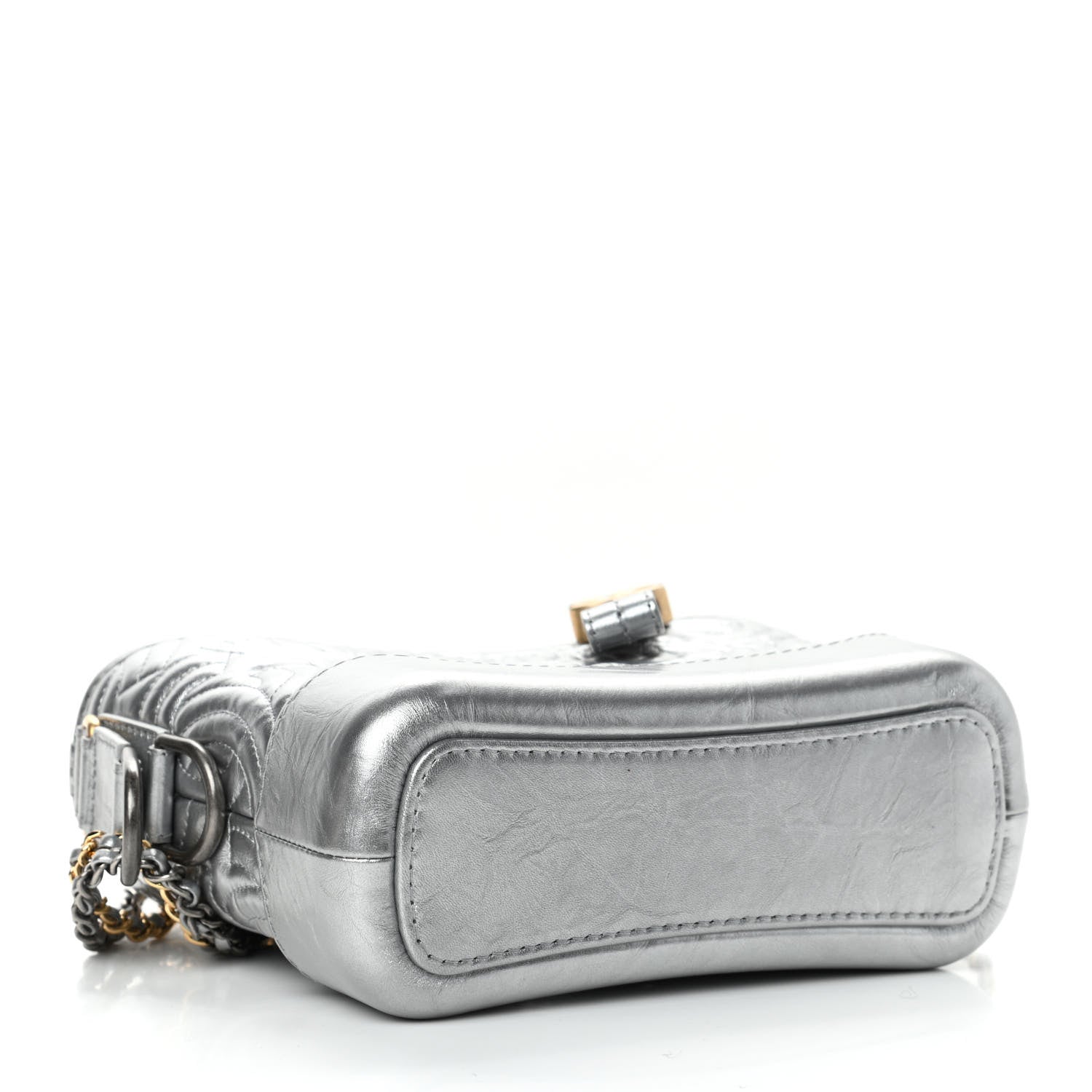 Chanel Metallic Aged Calfskin CC Quilted Small Gabrielle Hobo Dark Silver 3 of 4