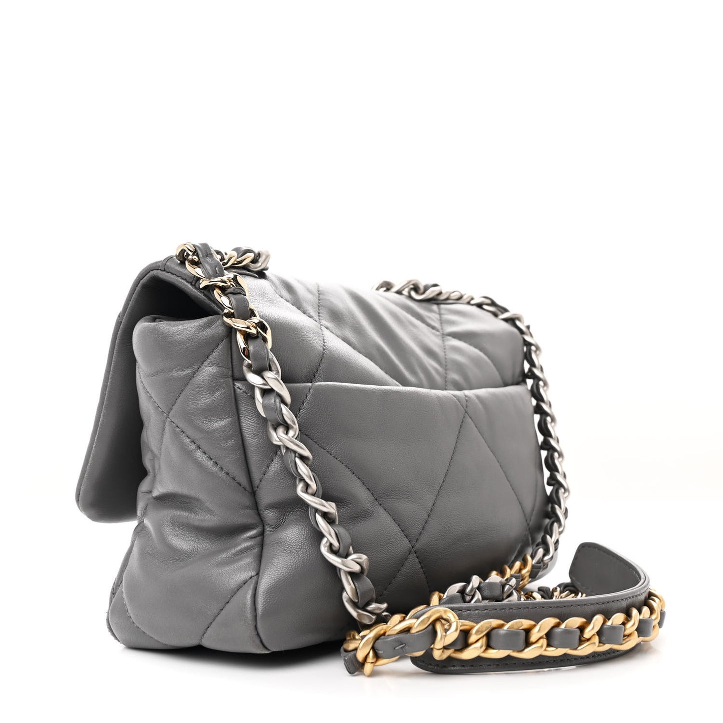 Lambskin Quilted Medium Chanel 19 Flap Dark Grey