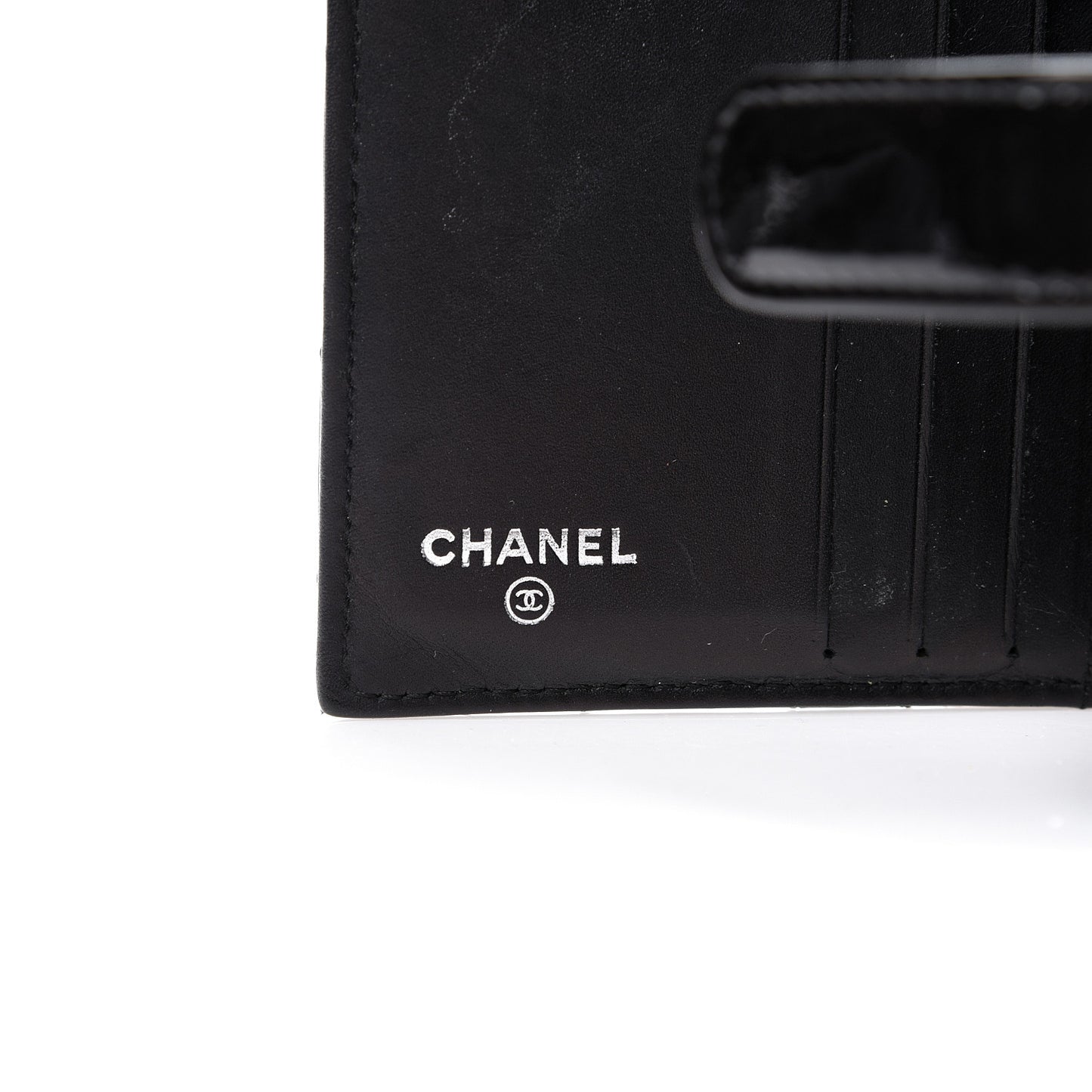 Patent Quilted Brilliant Compact Wallet Black
