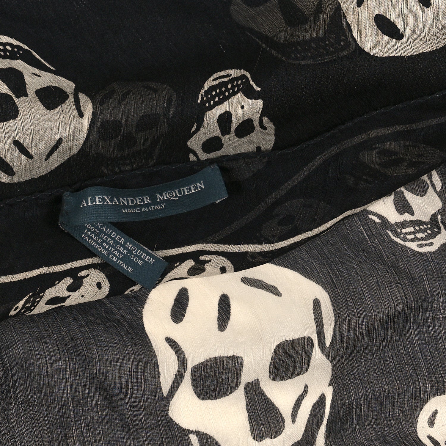 Alexander McQueen Silk Chiffon Skull Scarf Black Ivory 3 of 3
