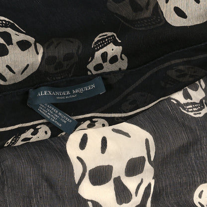 Alexander McQueen Silk Chiffon Skull Scarf Black Ivory 3 of 3
