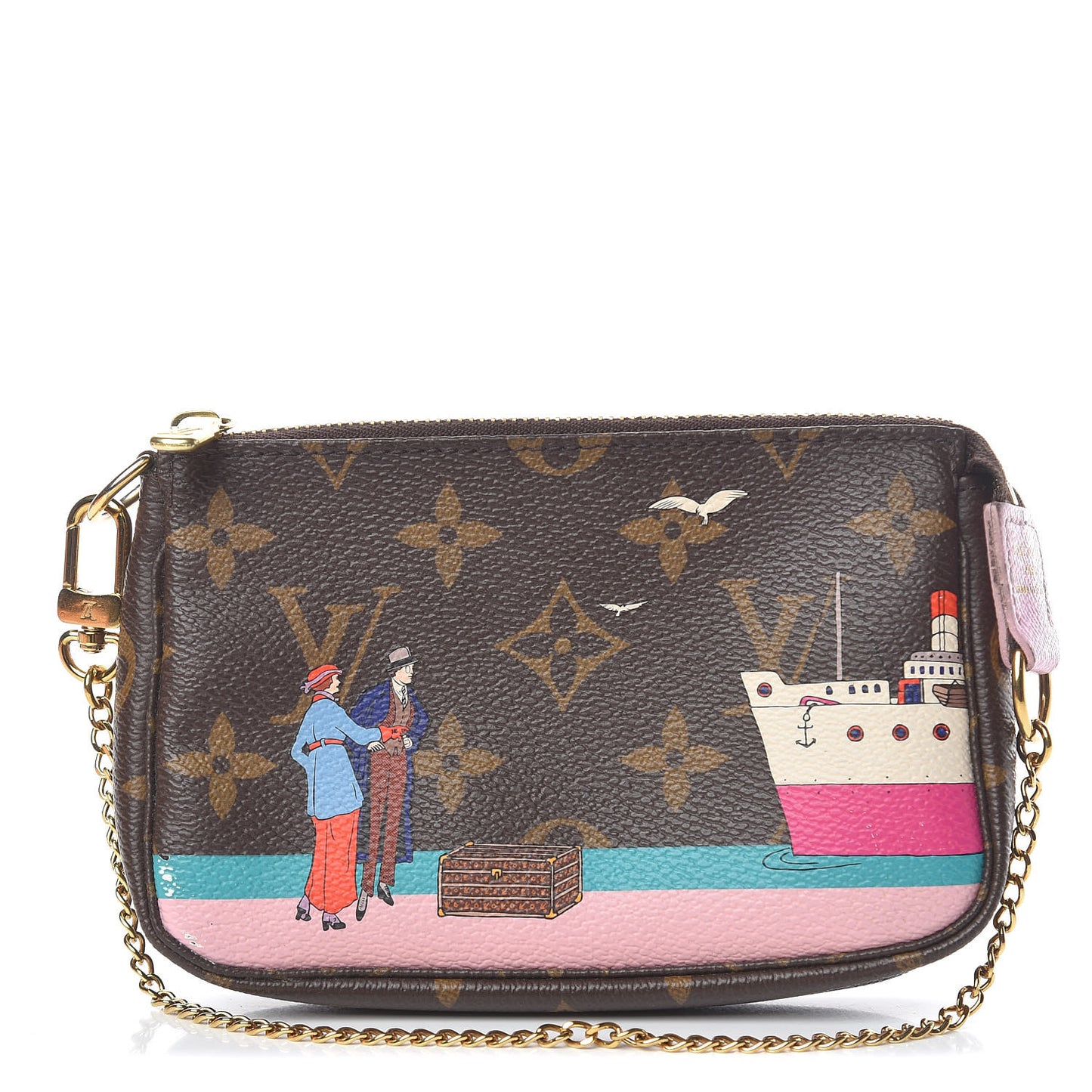 Monogram 2016 Christmas Animation Mini Pochette Accessories Rose Ballerine