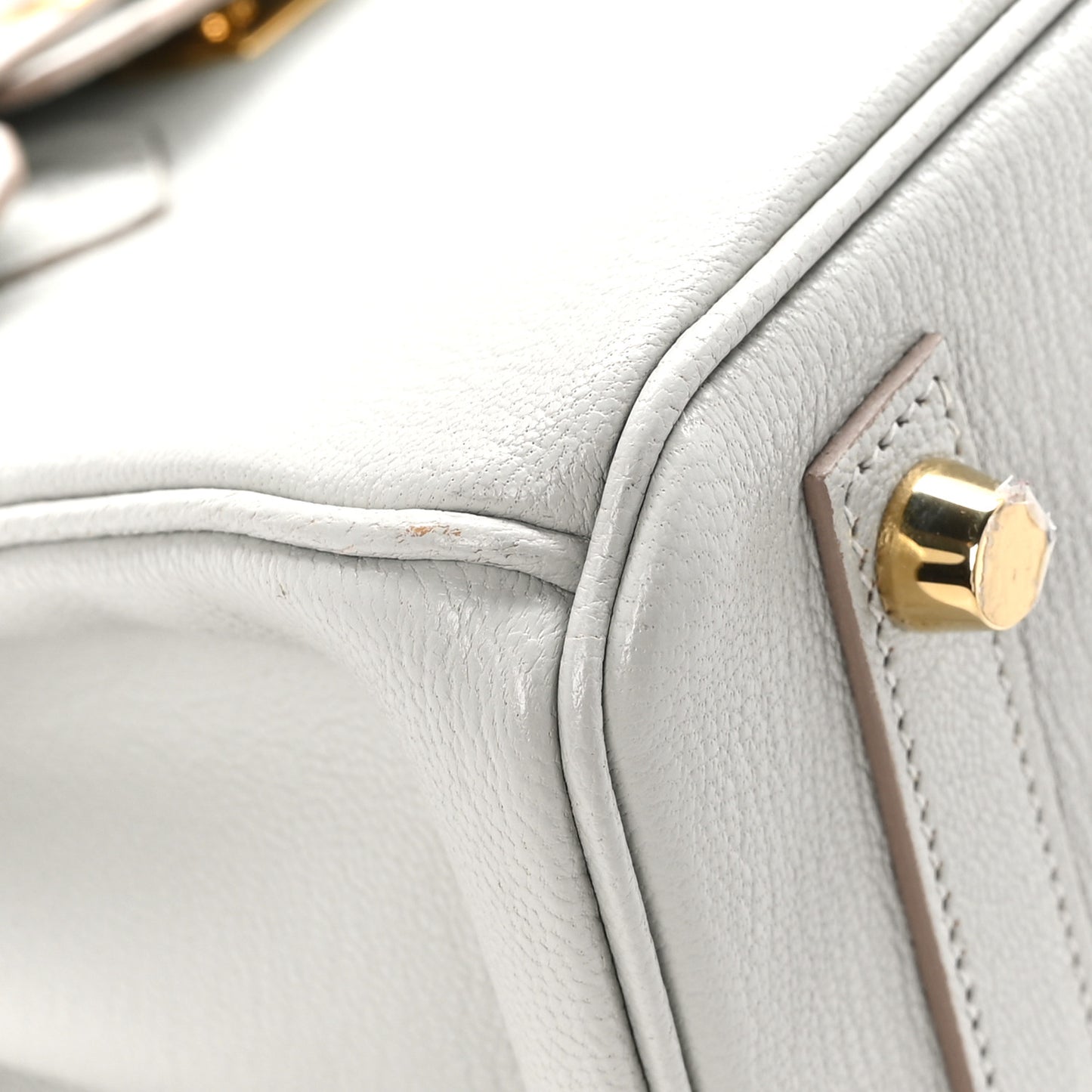 Chevre Mysore Horseshoe Birkin 25 Gris Perle Gold