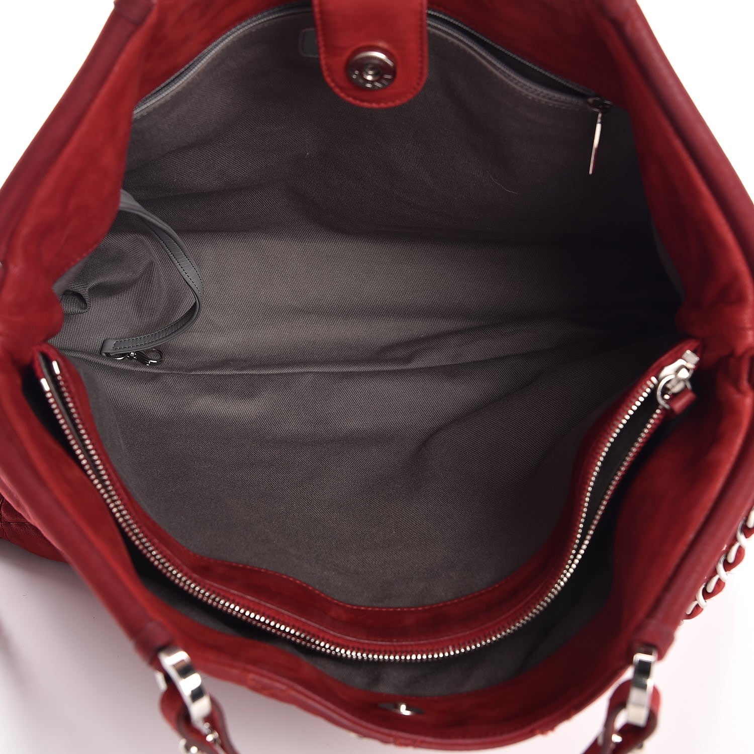 Chanel Iridescent Calfskin Quilted Large Sea Hit Tote Red 5 of 14