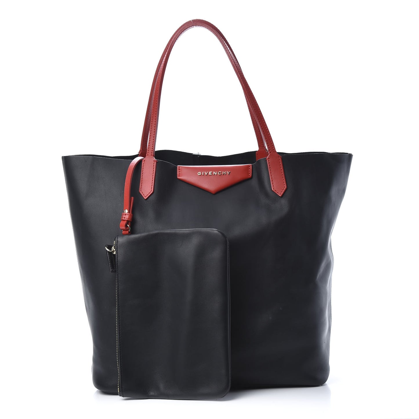 Calfskin Medium Antigona Tote Black Red