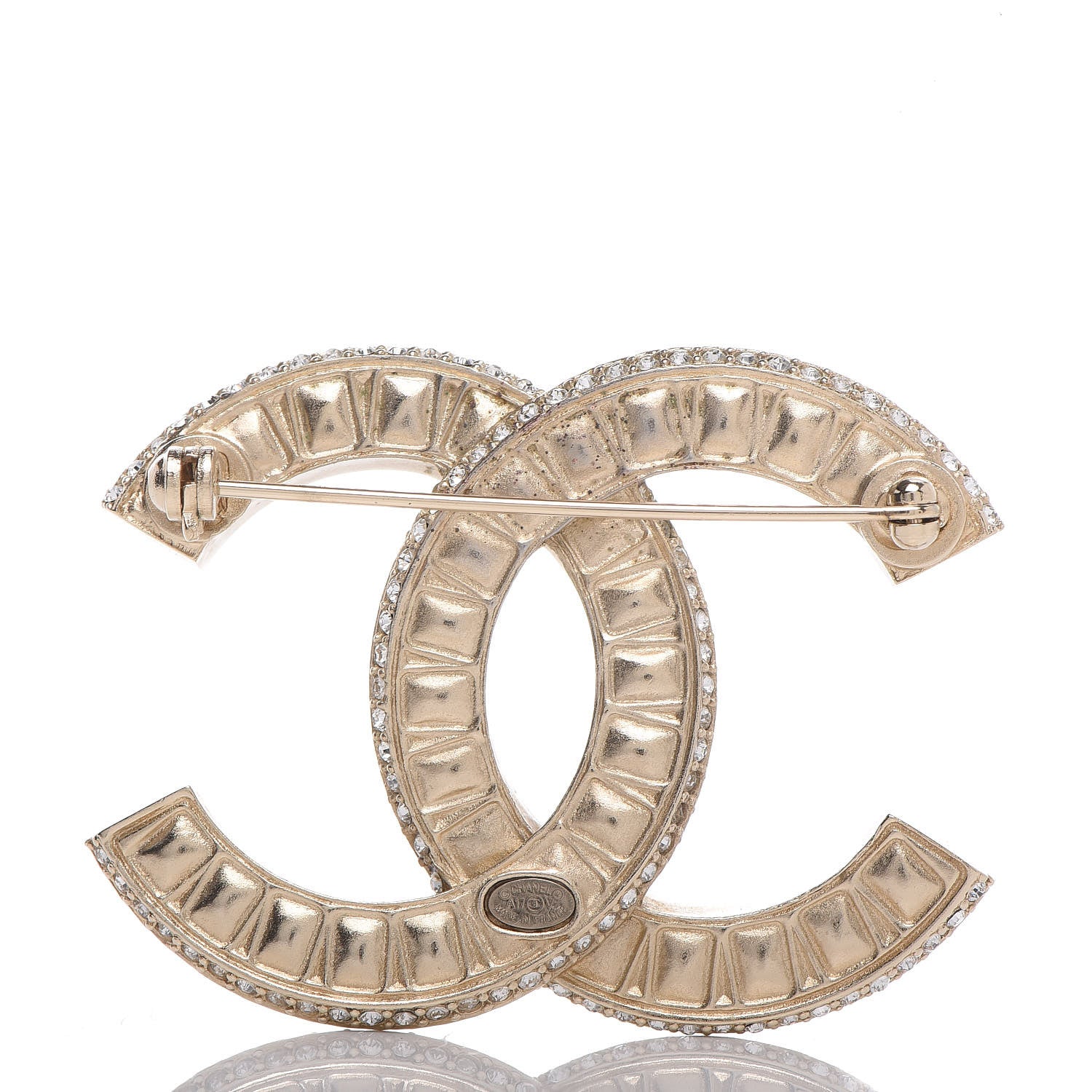 Chanel Baguette Crystal CC Brooch Gold 3 of 5