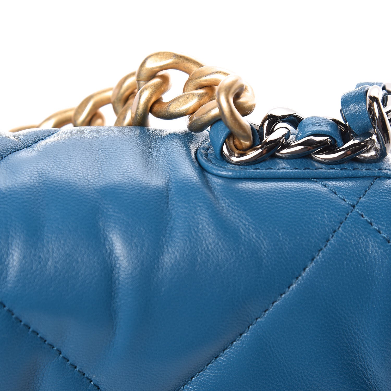 Chanel Goatskin Quilted Medium 19 Flap Turquoise 12 of 13