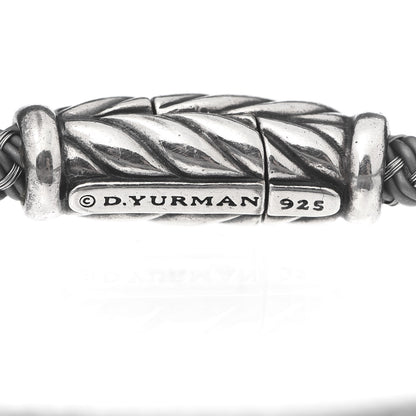David Yurman Sterling Silver Leather Chevron Woven Bracelet Gray 4 of 5