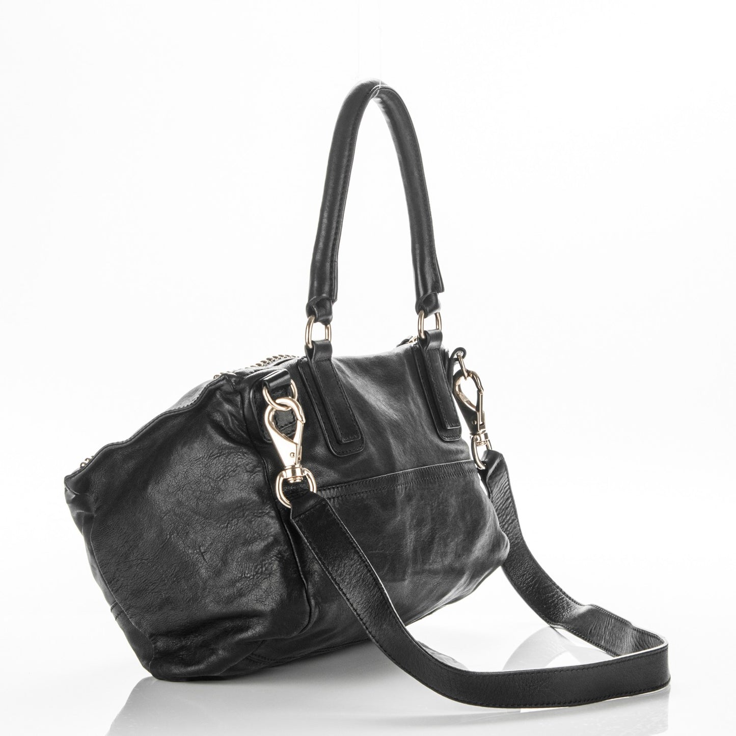 Washed Lambskin Medium Studded Pandora Black