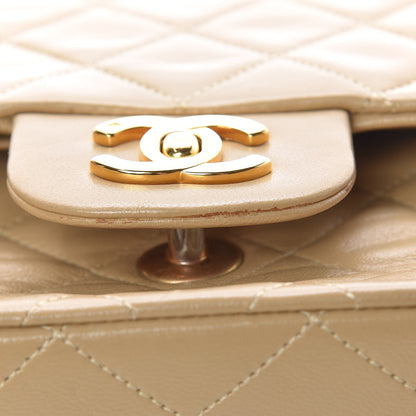 Chanel Lambskin Quilted Medium Double Flap Beige 16 of 23