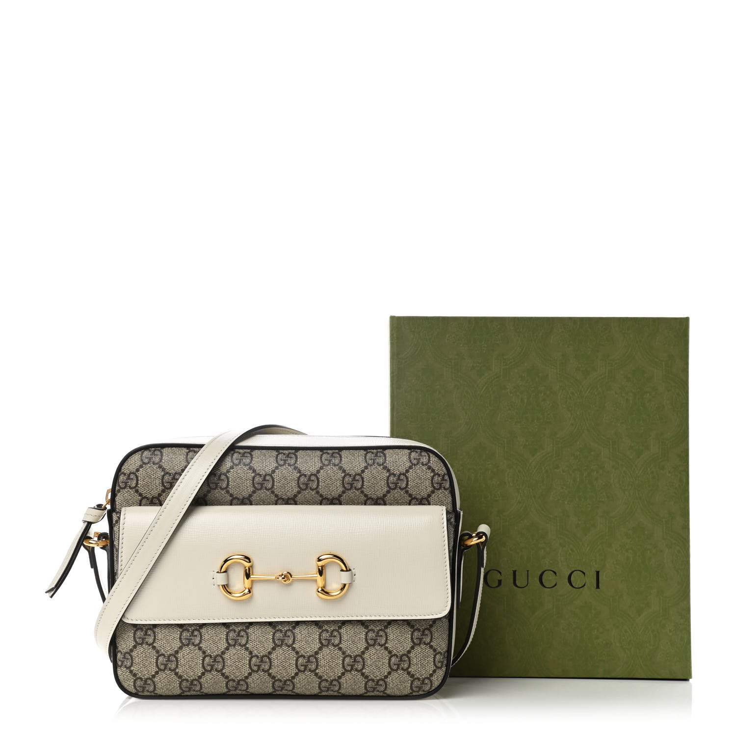 Gucci GG Supreme Monogram Small Horsebit 1955 Shoulder Bag Beige Mystic White 13 of 13