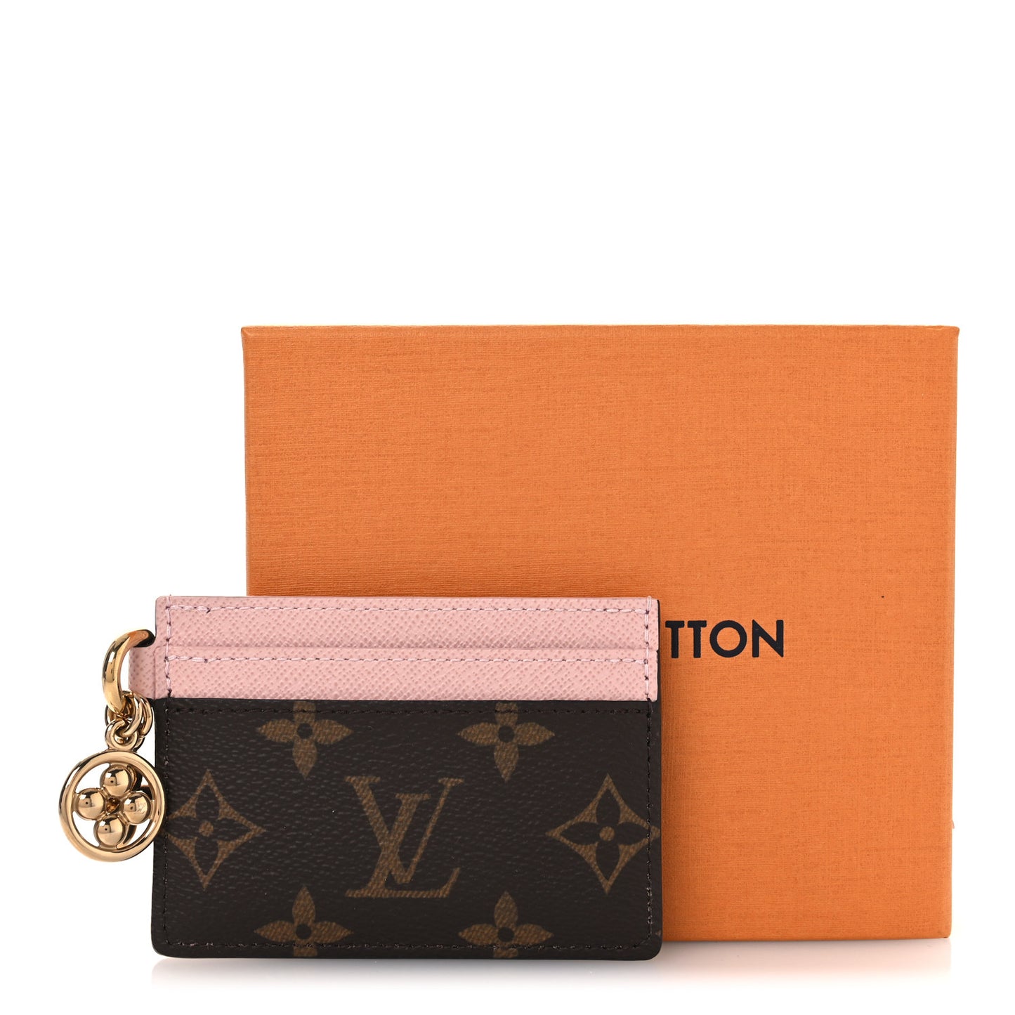 Monogram LV Charms Card Holder Rose Ballerine