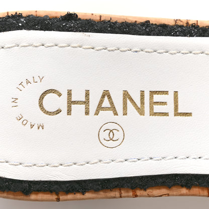 Chanel Tweed Cork CC Chain Mule Sandal 38.5 Black 7 of 10