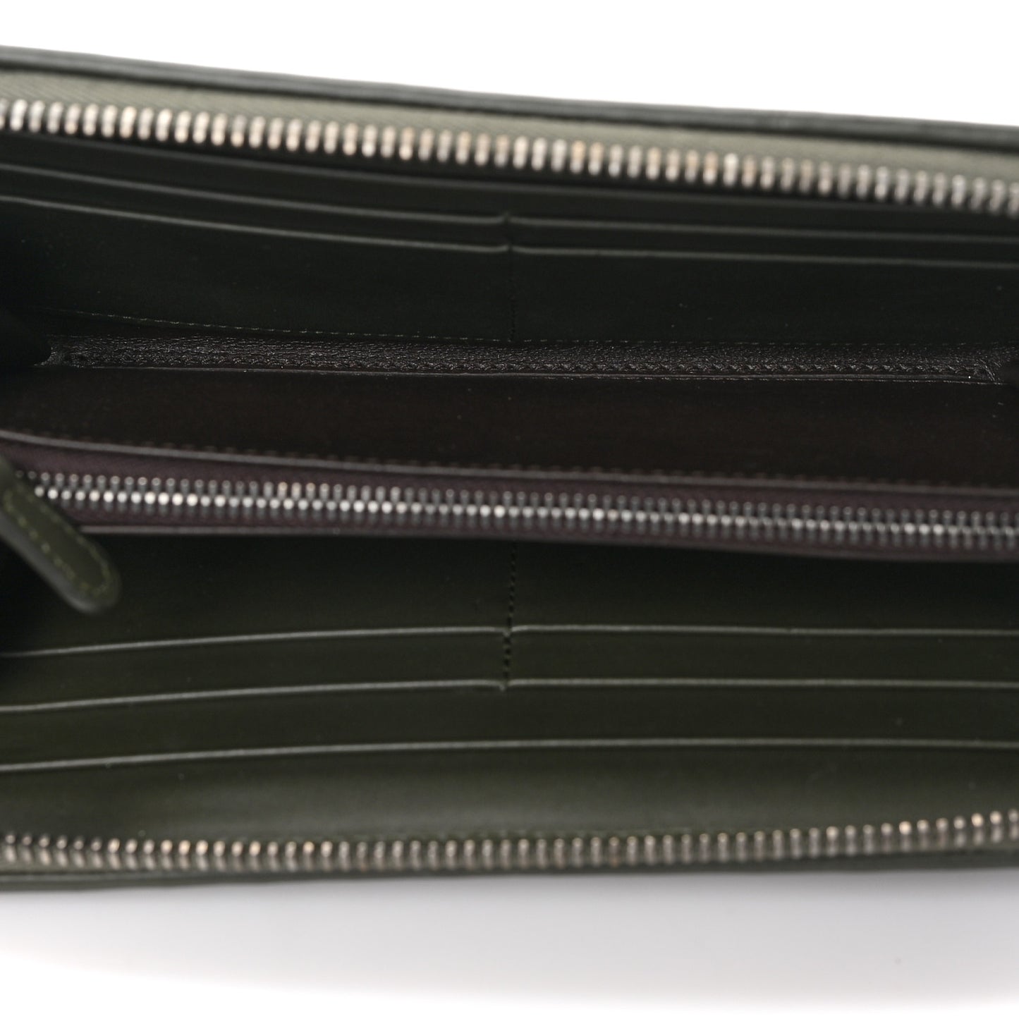 Nappa Intrecciato Zip Around Wallet Khaki