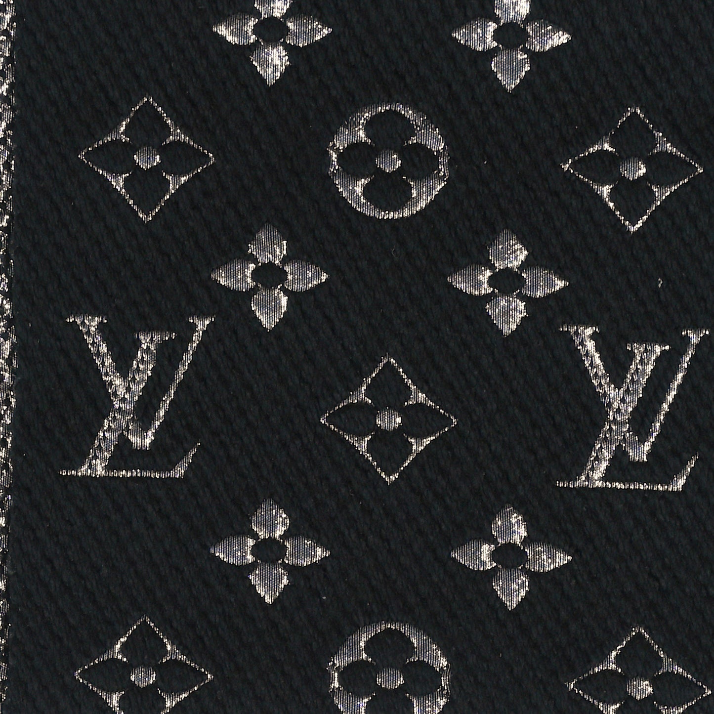 Wool Silk Logomania Shine Scarf Black