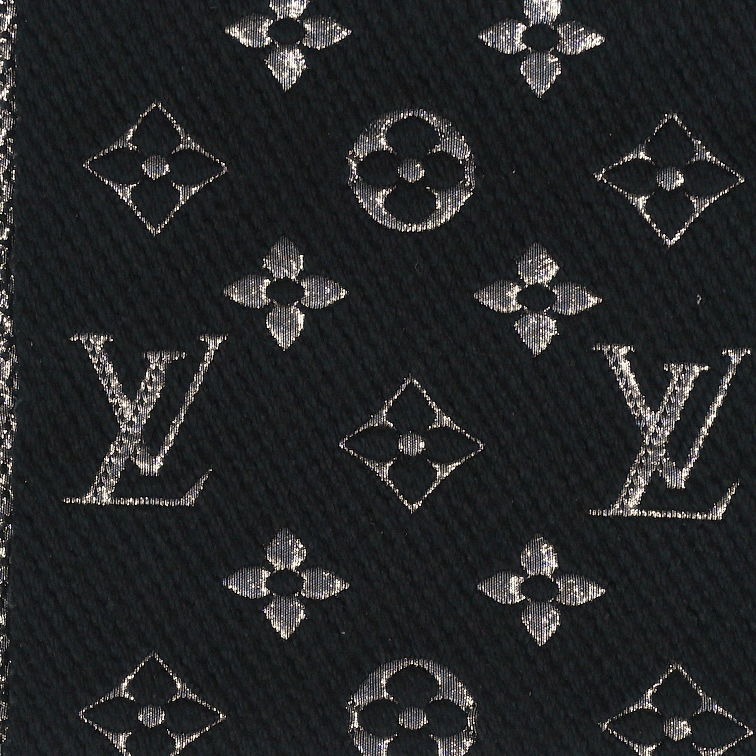 Louis Vuitton Wool Silk Logomania Shine Scarf Black 3 of 5