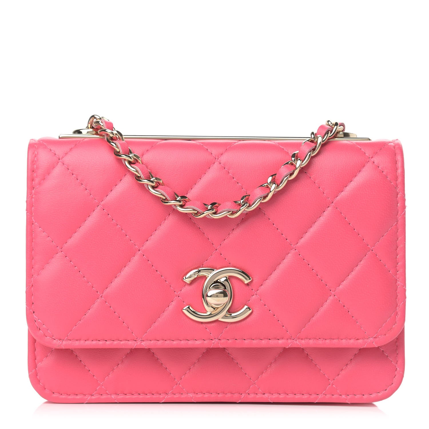 Chanel Lambskin Quilted Mini Trendy CC Wallet On Chain WOC Pink 1 of 9