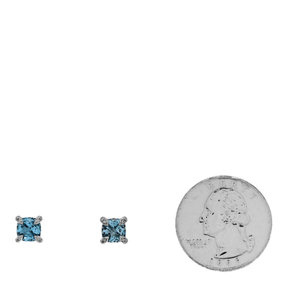 David Yurman Sterling Silver Diamond Blue Topaz 6mm Chatelaine Earrings 2 of 4