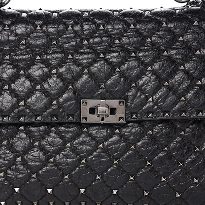 Valentino Garavani Craquele Nappa Large Rockstud Spike Shoulder Bag Black 12 of 12