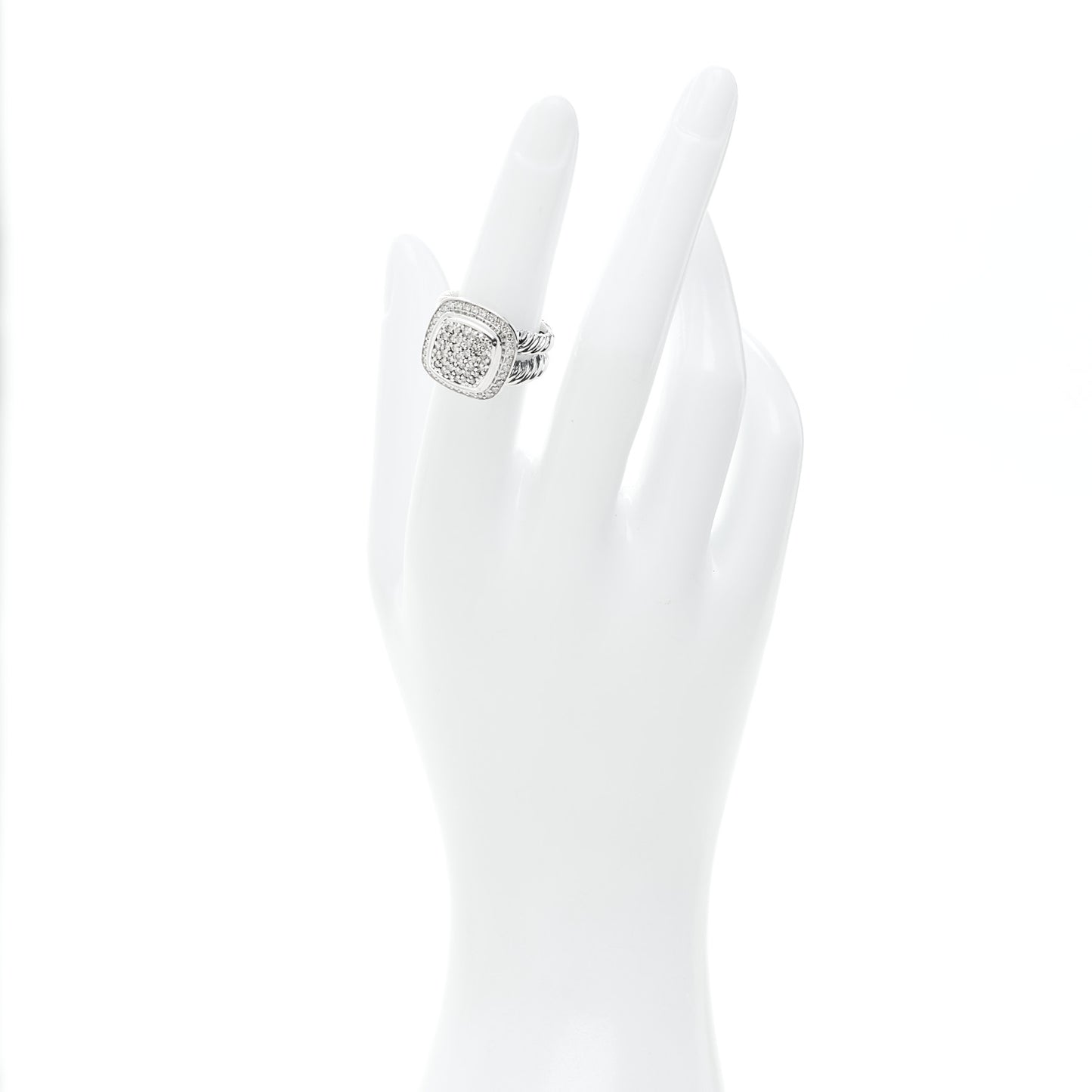 Sterling Silver Diamond 11mm Albion Pave Ring 50 5.5