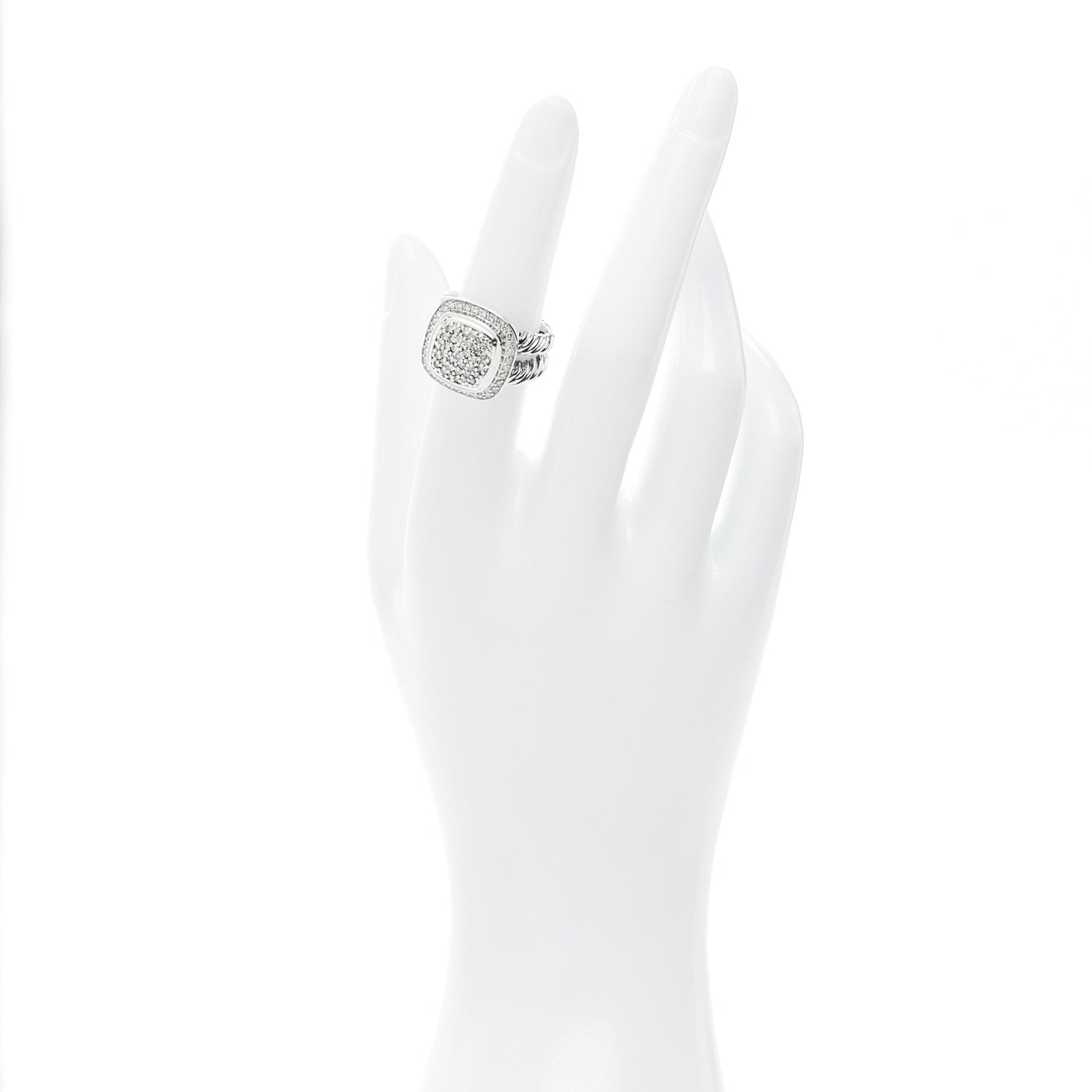 David Yurman Sterling Silver Diamond 11mm Albion Pave Ring 50 5.5 2 of 5