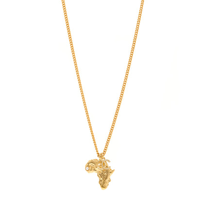 Chanel Metal Pearl Crystal CC Dakar Pendant Necklace Gold White 1 of 5