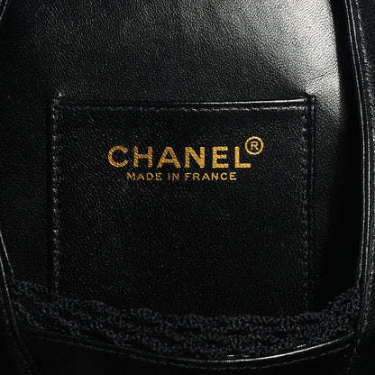 Chanel Leather Satin Camellia Evening Bag Black 6 of 8