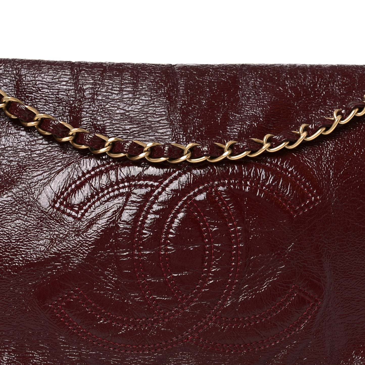 Vinyl Rock and Chain Medium Flap Bordeaux