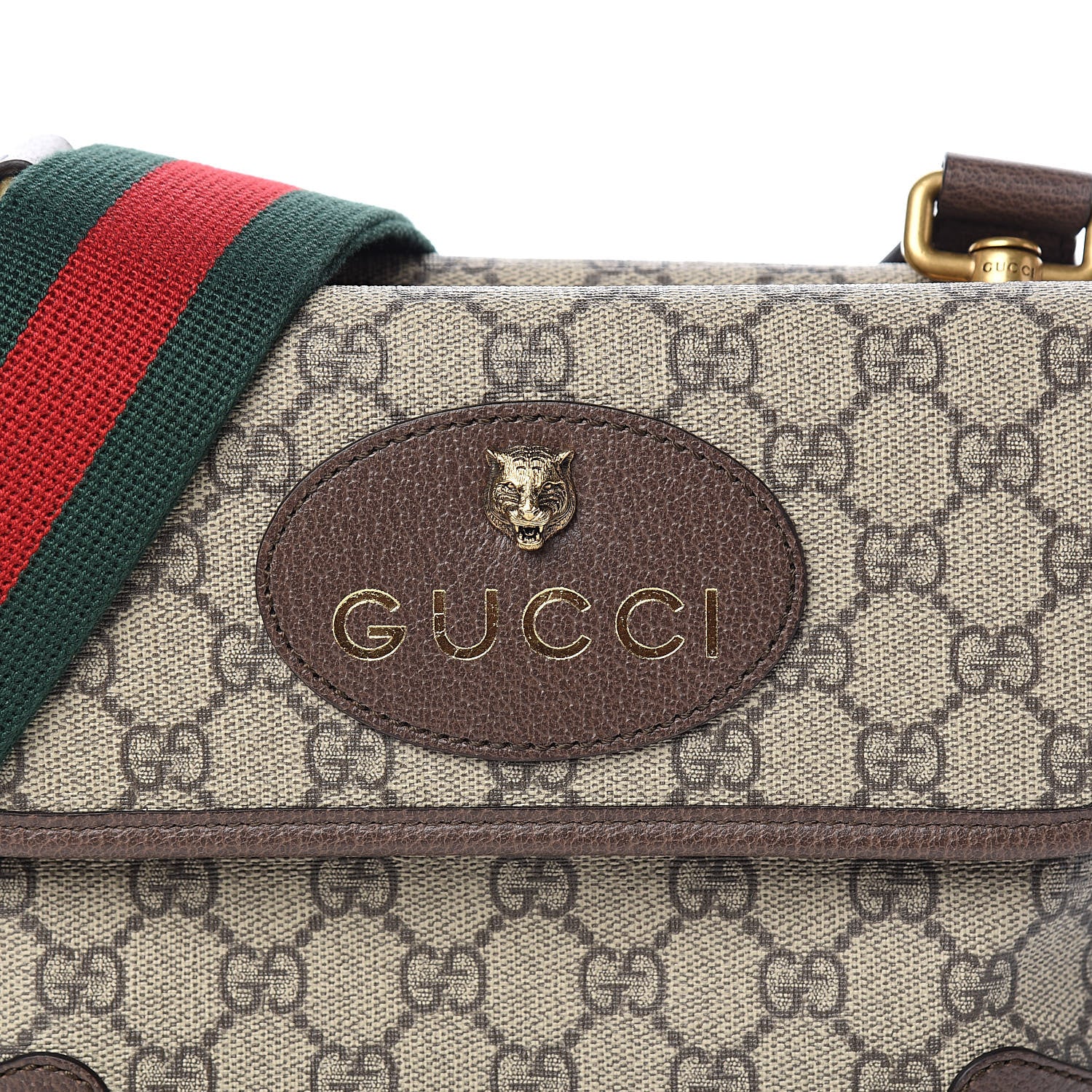 Gucci GG Supreme Monogram Web Small Neo Vintage Double Flap Messenger Bag Beige New Acero 10 of 10