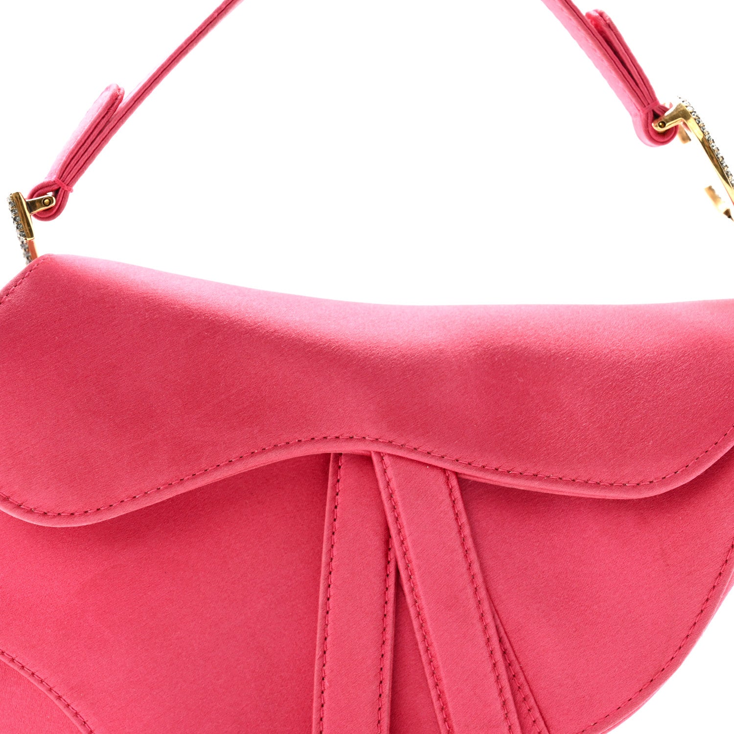 Christian Dior Satin Crystal Mini Saddle Bag Light Shock 7 of 11